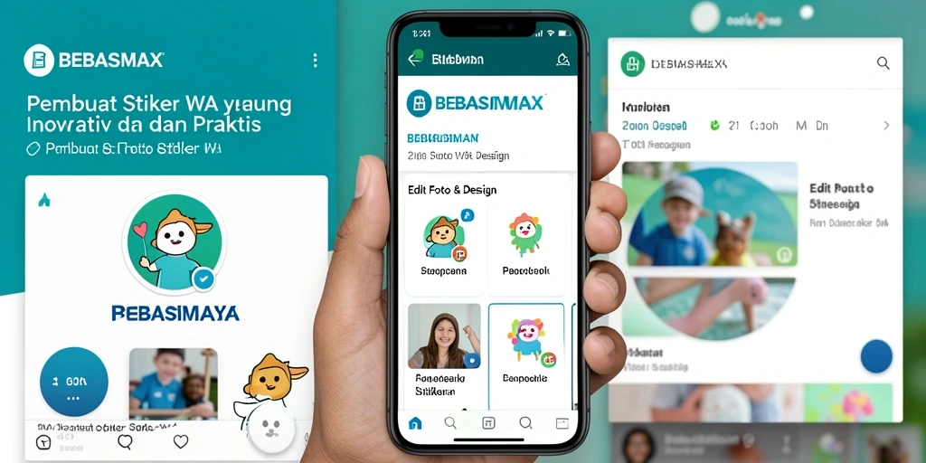 Antarmuka BEBASMAX untuk membuat stiker WA yang menarik dan mudah digunakan.