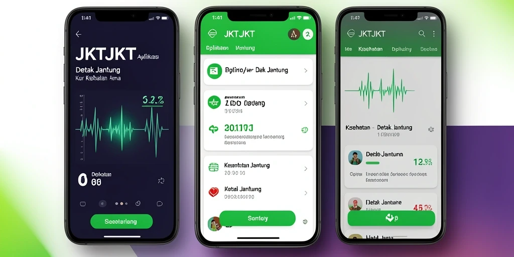 Screenshot aplikasi JKTJKT menunjukkan antarmuka pengguna detak jantung yang intuitif.