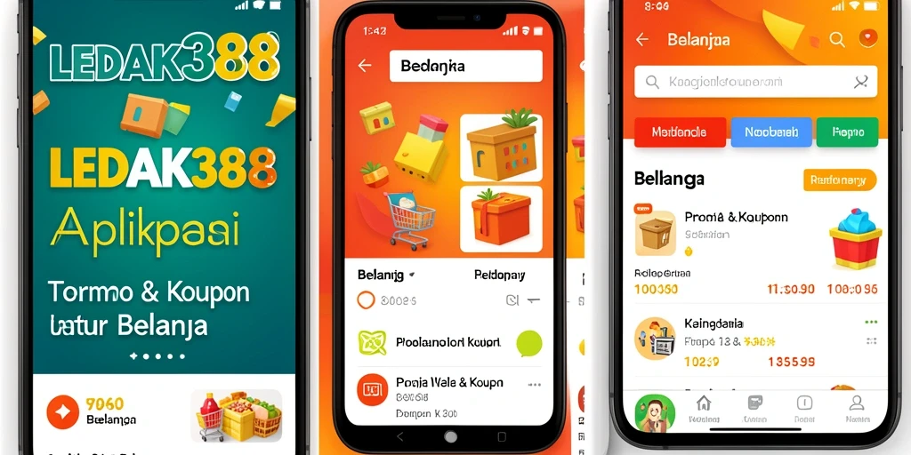 Antarmuka utama aplikasi LEDAK388 menampilkan berbagai kupon menarik.