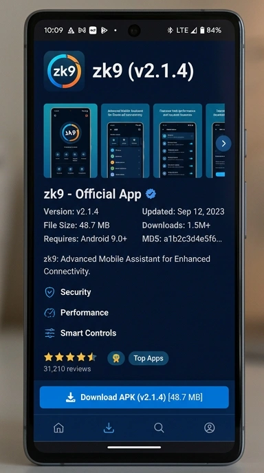 Tampilan halaman APK zk9